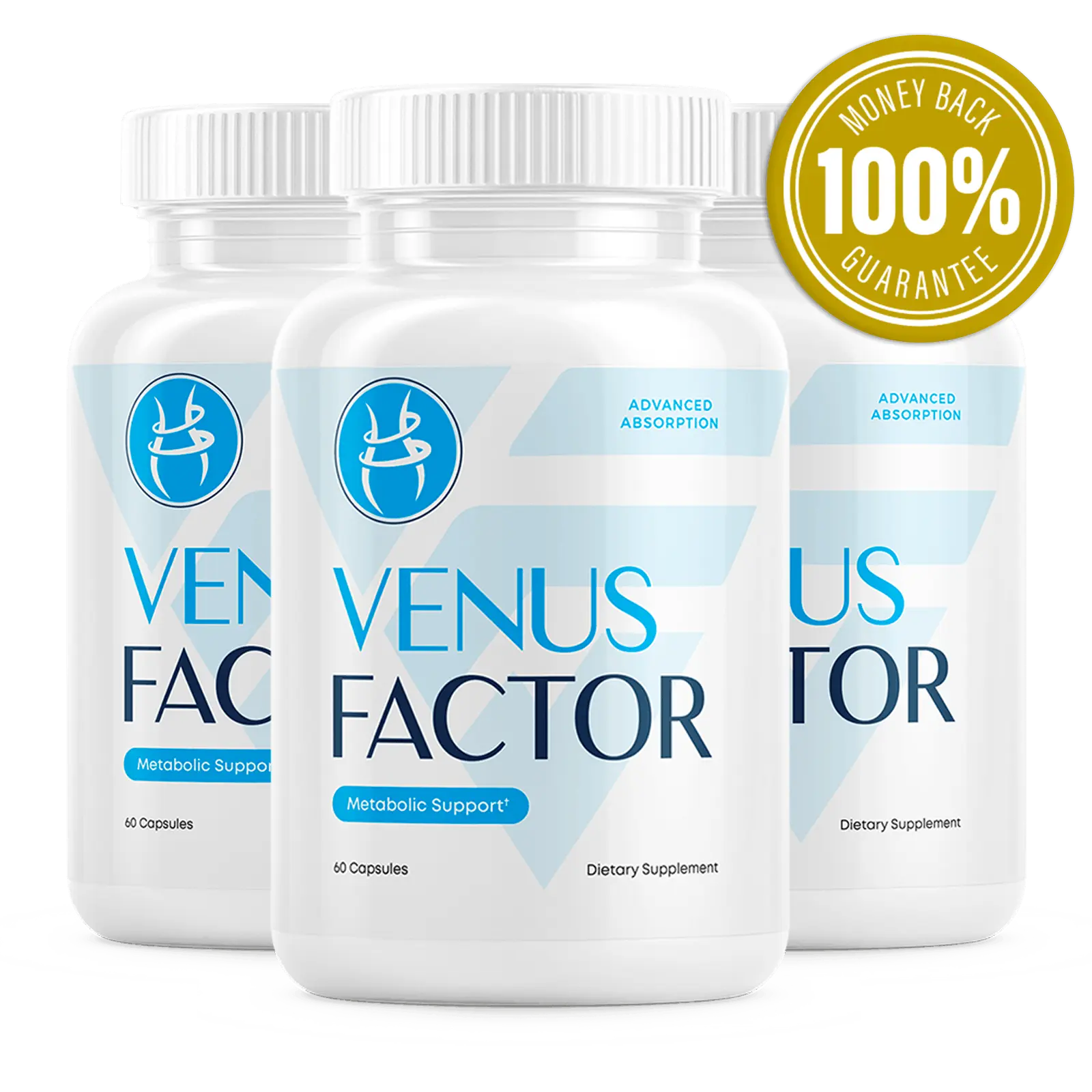 Venus Factor 3-bottle package with 100% money-back guarantee
